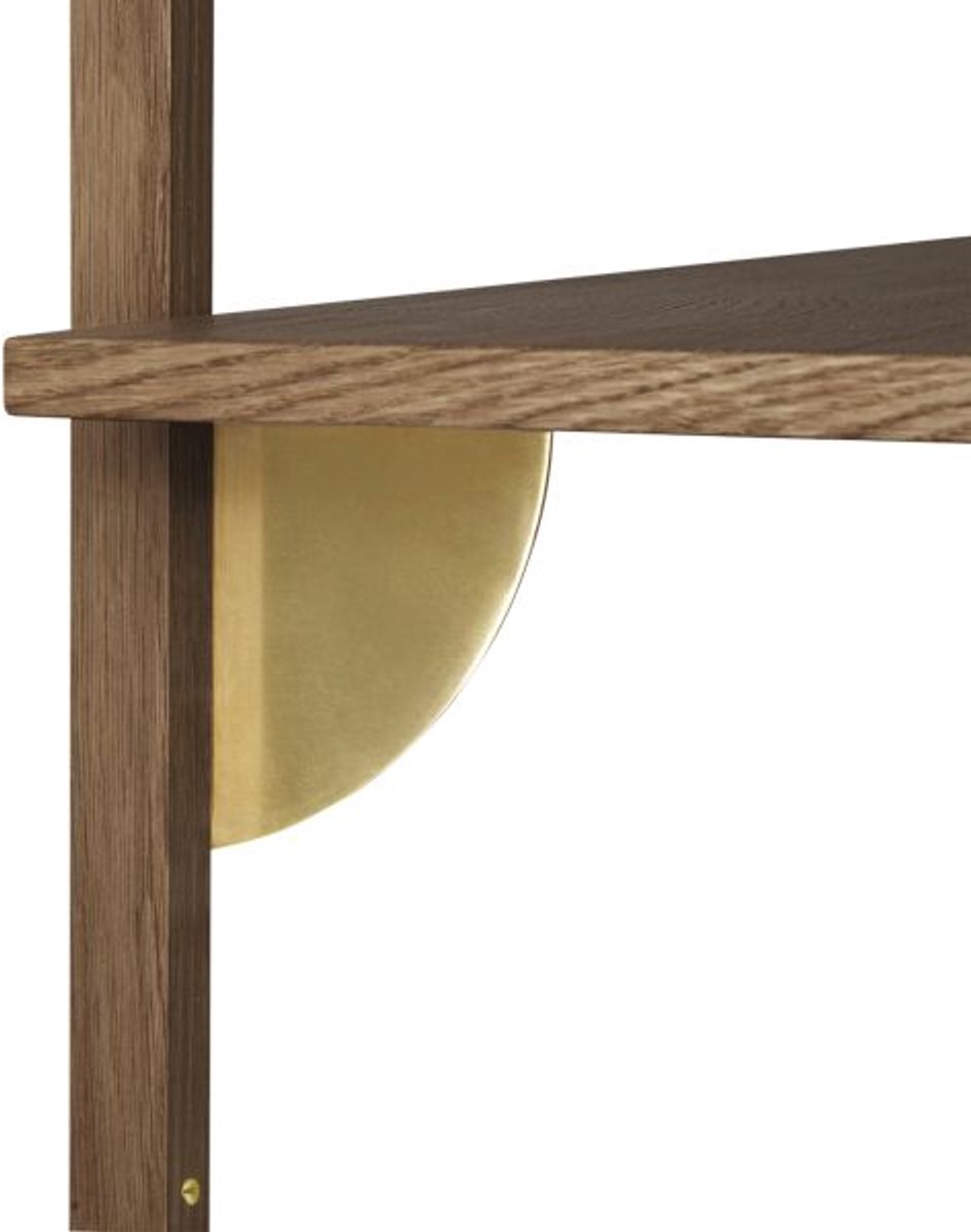 Ferm Living Sector Shelf Wandplank Single Wide Smoked Oak/Brass