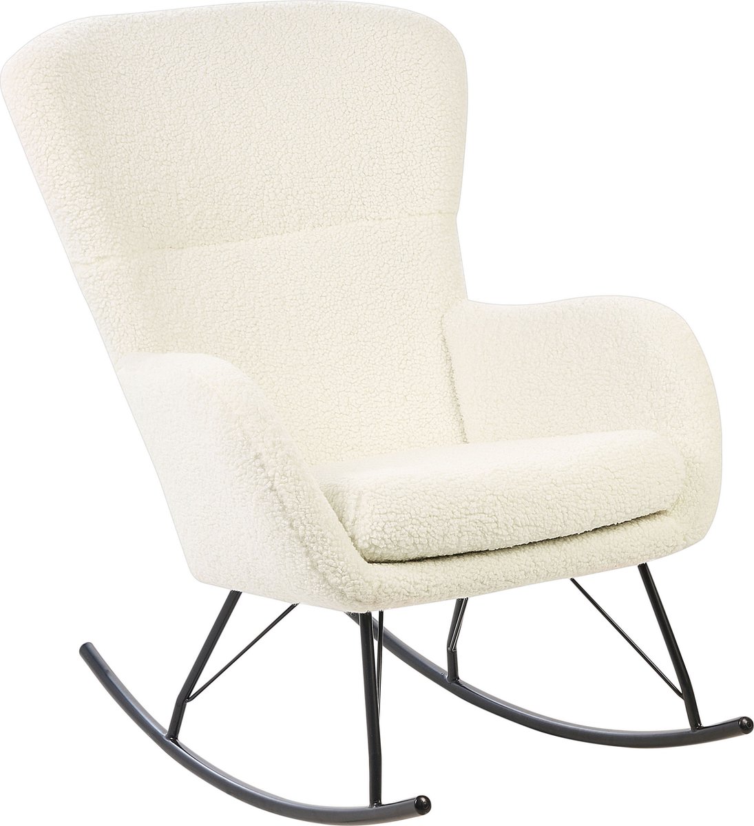 Beliani - ANASET - Schommelstoel - Wit|Zwart - Bouclé