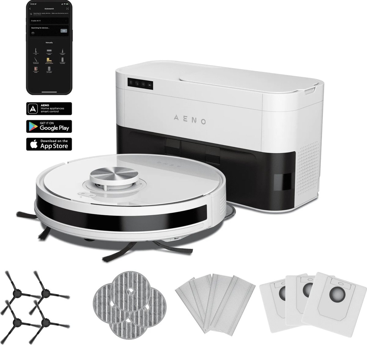 Aeno Arc0006s Robotstofzuiger Met Dweilfunctie Wit