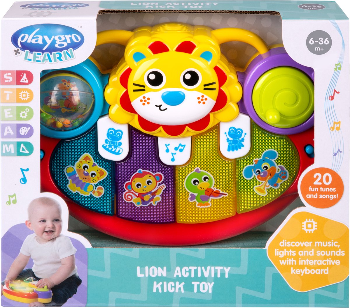 Playgro Pianomat - Leeuwactiviteit Kick Speelgoedpiano - Playgro - OneSize - Activiteitenspeelgoed