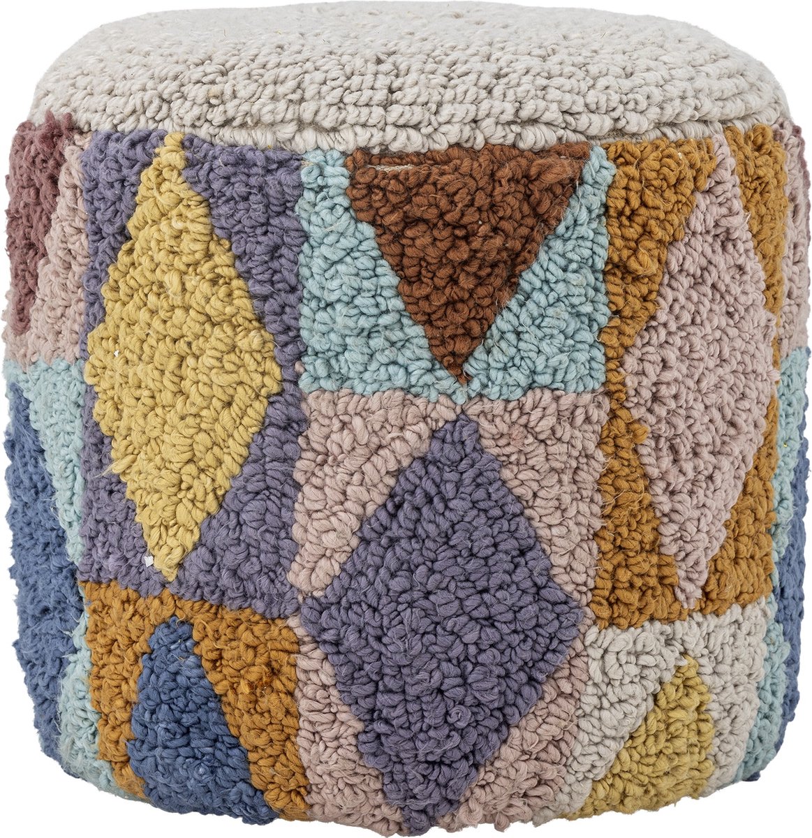 Bloomingville Poef - Miaki - 30x30 cm - Grijs/Multicolour - Bloomingville - OneSize - Poef
