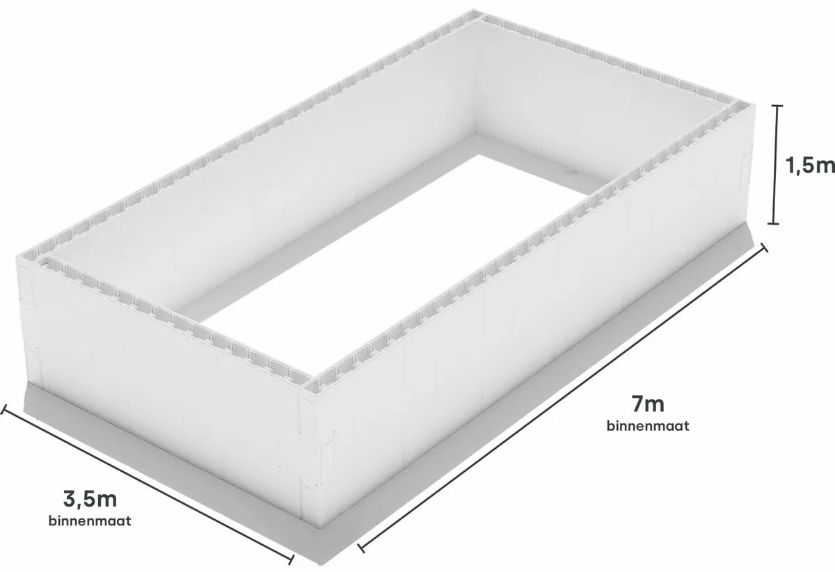 W'eau Zelfbouwpakket zwembad blokken  - 7,00 x 3,50 x 1,50 m