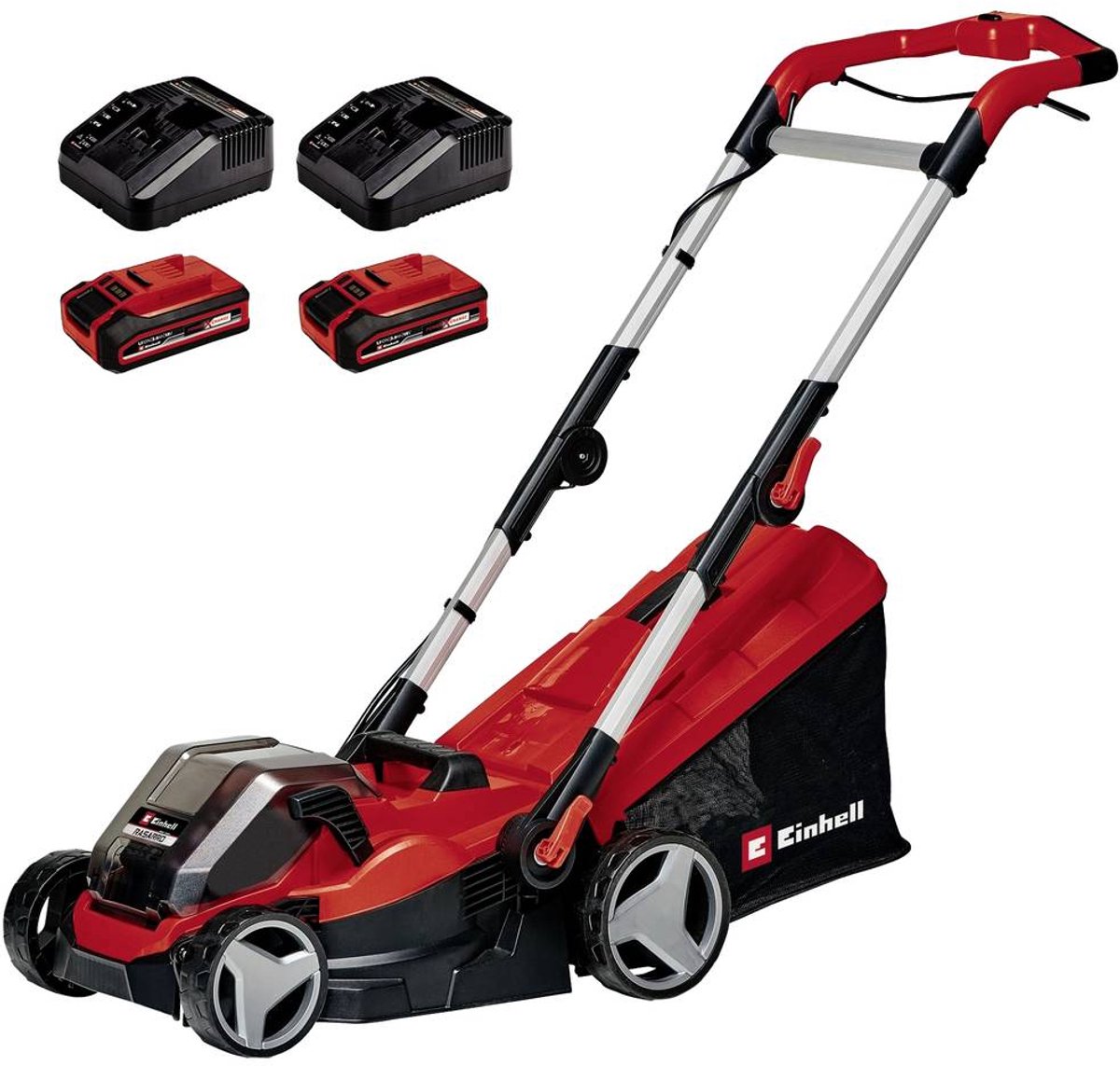 Einhell RASARRO 36/34 (2x3,0Ah) Power X-Change Grasmaaier Accu In hoogte verstelbare greep met klapfunctie, Incl. 2 accus, Incl. oplader, Instelbare maaihoogte