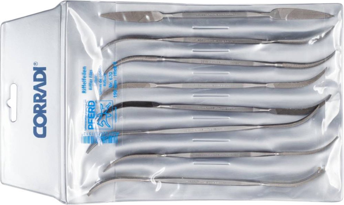 PFERD 19506702 Set precisie-riffelvijlen 8-delig type 670 Zwitserse kap 0 grof Lengte 190 mm 1 stuk(s)