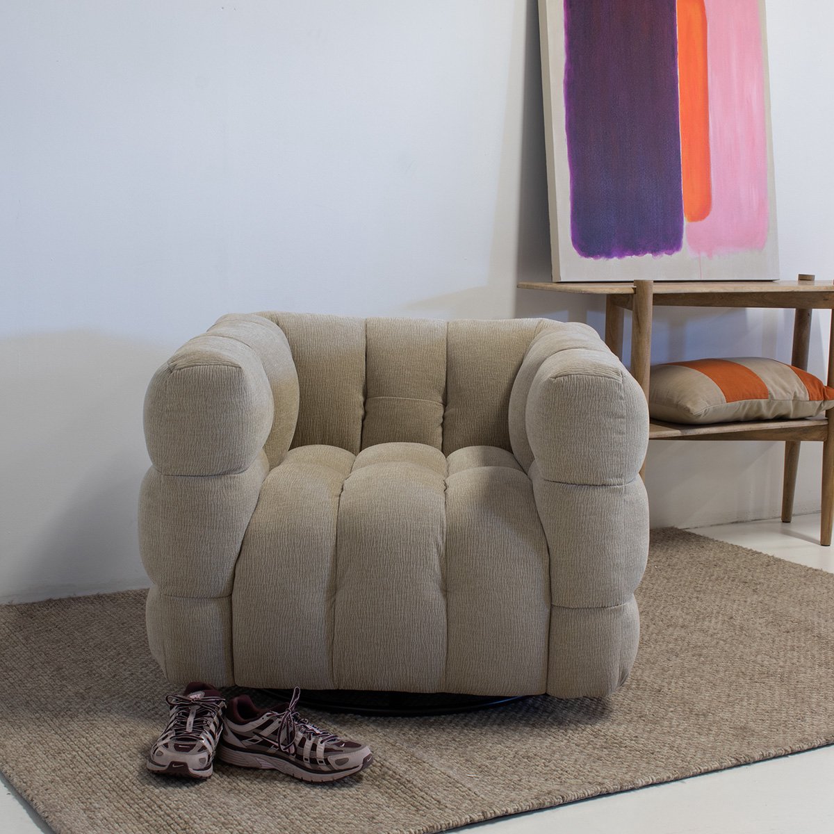 Giga Meubel - Draaifauteuil Taupe - Zithoogte 44cm - Stuva