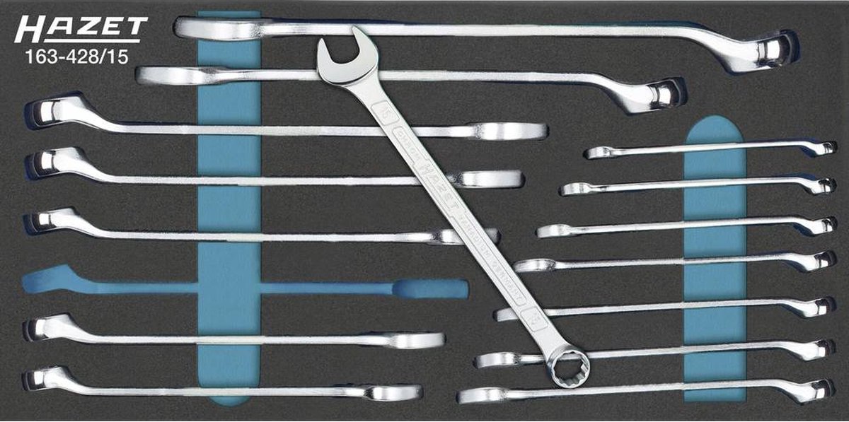 HAZET Ring-steeksleutelset 163-428/15 - Buitentwaalfkant tractieprofiel - 15-delig - 6 - 22