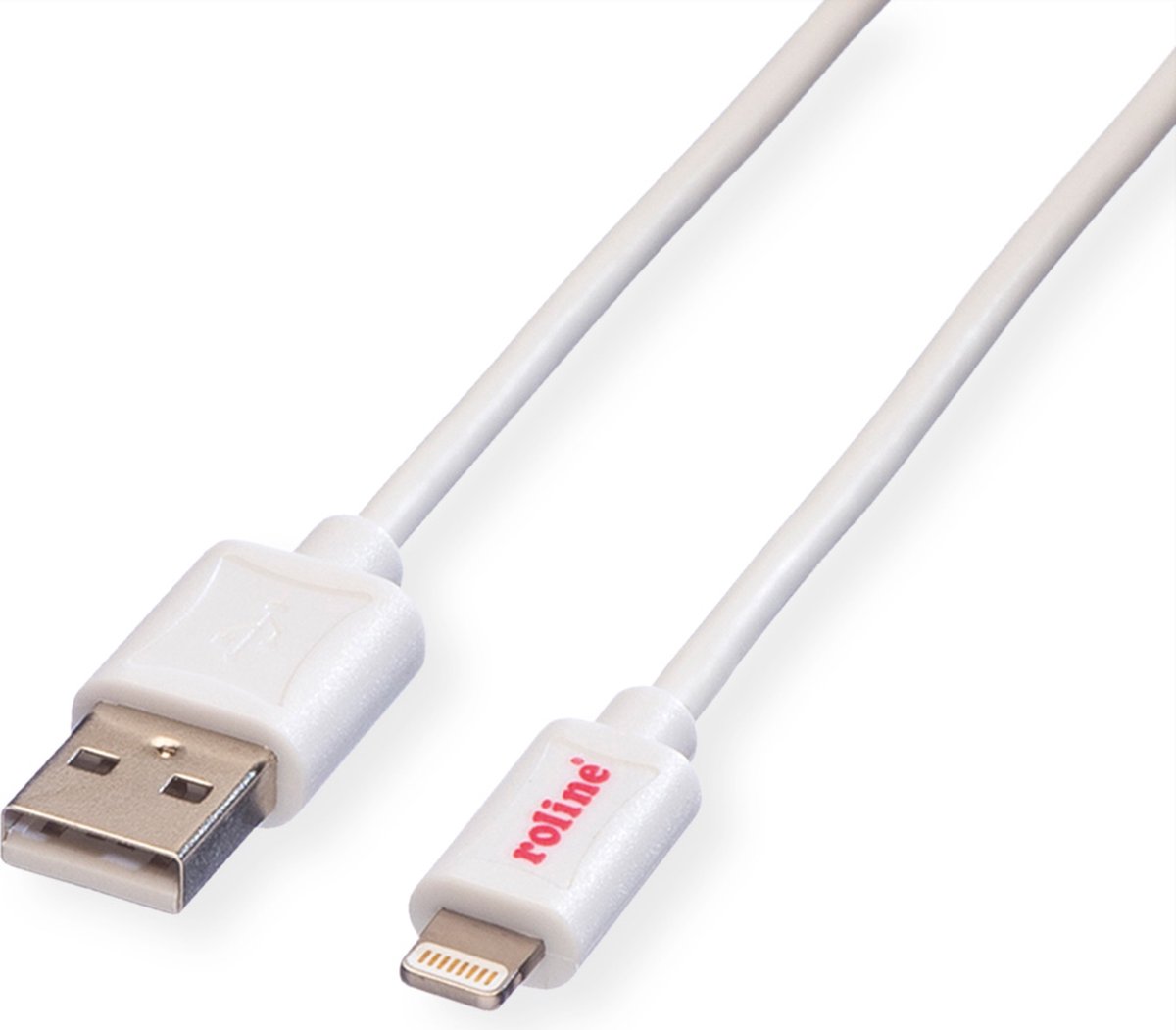 ROLINE Lightning naar USB 2.0 kabel voor iPhone, iPod, iPad, wit, 0,15 m