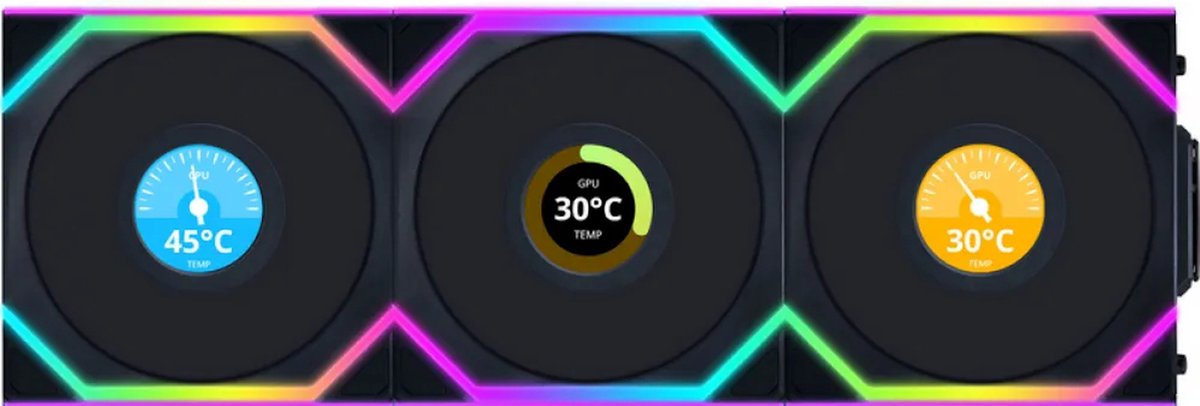 Lian Li Lian Li UNI FAN SL Wireless LCD Lüfter, ARGB, PWM, 3er-Pack inkl. Controller PC-ventilator Zwart (b x h x d) 120 x 124.5 x 28 mm