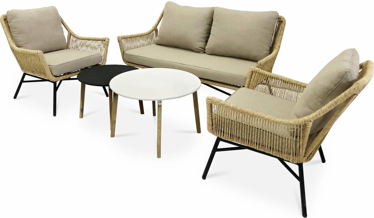 sweeek - Lage wicker loungeset 4 plaatsen - Kuta