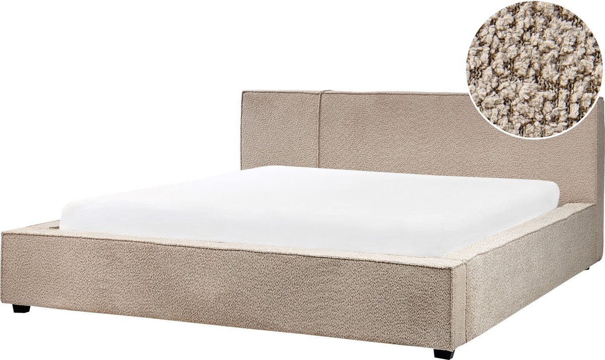 Beliani - MIRANDE - Tweepersoonsbed - Taupe - 180 x 200 cm - Bouclé