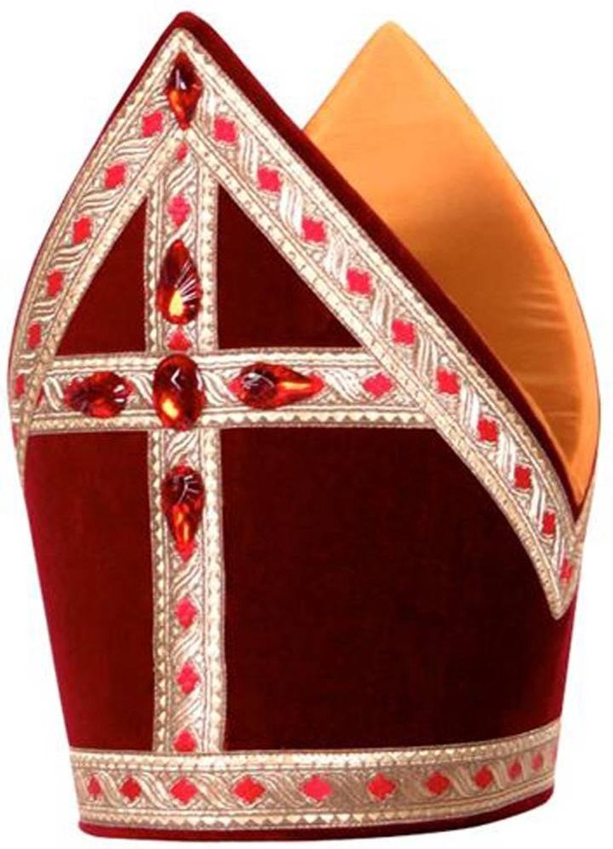 Luxe kokermijter Sinterklaas katoenfluweel -