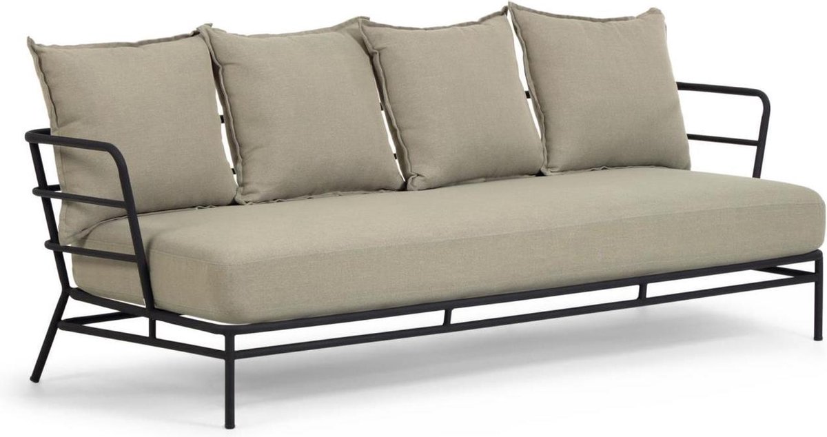 Kave Home - 3-zitsbank Mareluz van zwart staal 197 cm
