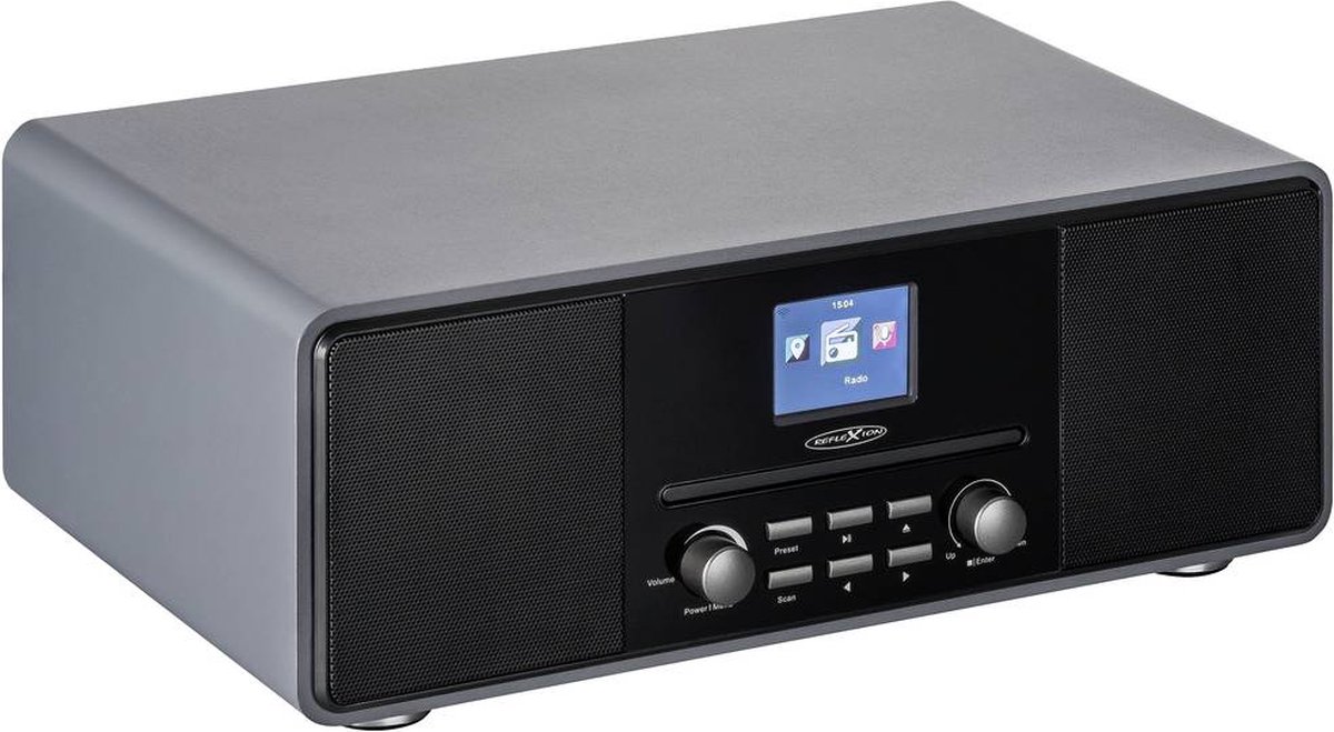 Reflexion HRA19DAB/GR Radio DAB+, DAB, VHF (FM) MP3, CD, DAB+, Bluetooth, AUX, FM Incl. afstandsbediening, Incl. luidspreker, Wekfunctie Grijs