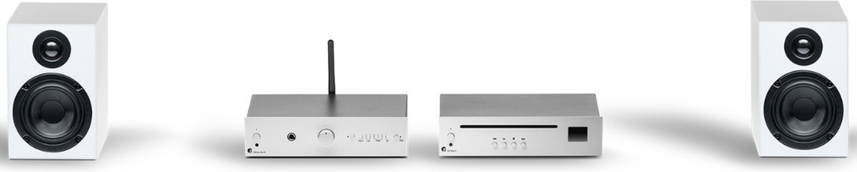 Pro-Ject True HiFi Stereo Set E CD - Compleet HiFi Systeem - CD-Speler - Stereo Versterker - Speakers - Zilver/Wit