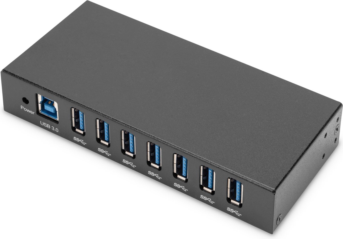 Digitus DA-70258-1 USB 3.0-hub 7 poorten Voor industriële toepassingen, Met metalen behuizing, Met status-LEDs, Voor intern en extern gebruik, Via PC