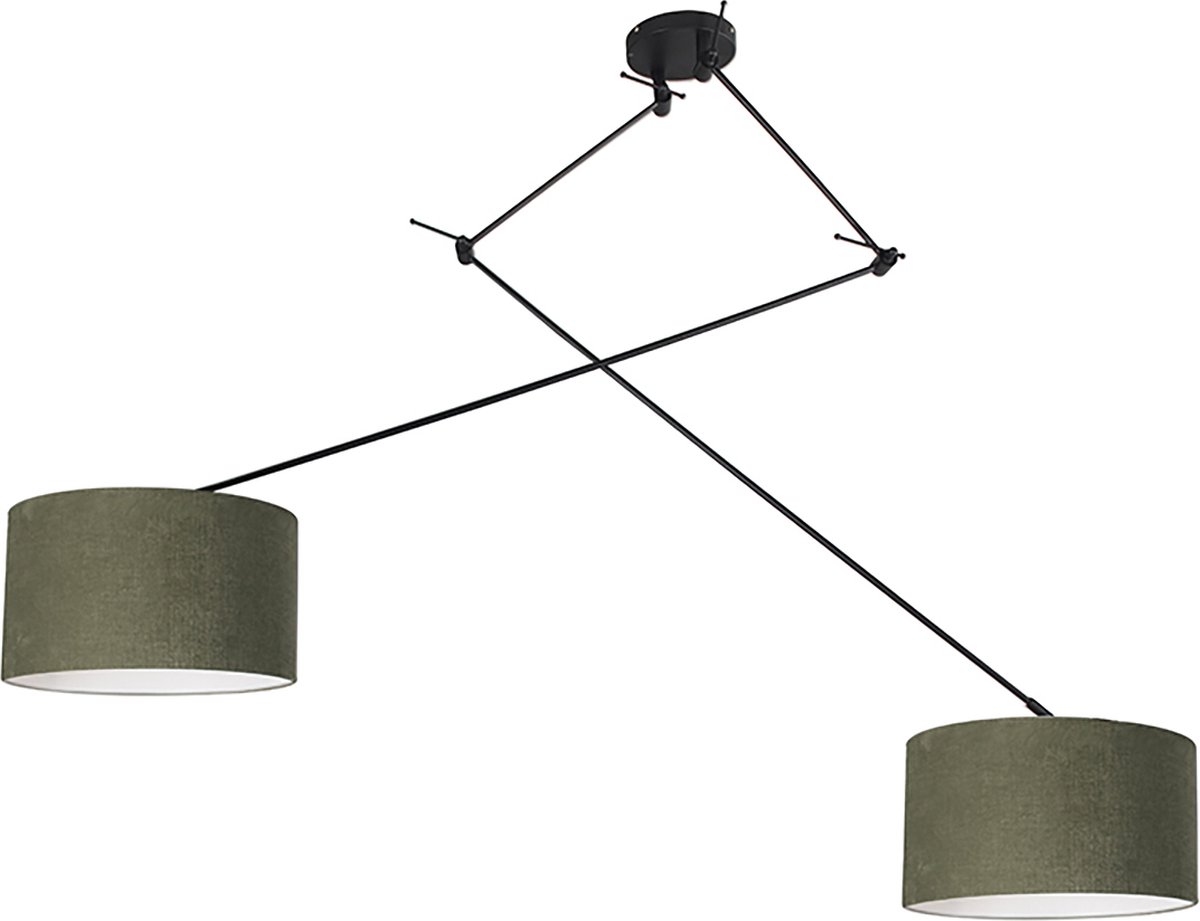 QAZQA Smart hanglamp zwart met kap 35 cm groen incl. 2 Wifi A60 -