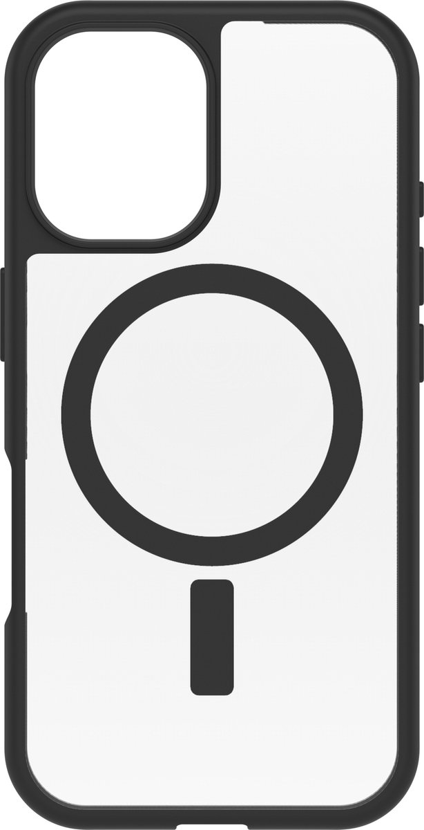 Otterbox React Backcover Apple iPhone 16 Zwart, Transparant Inductieve lading, MagSafe compatible