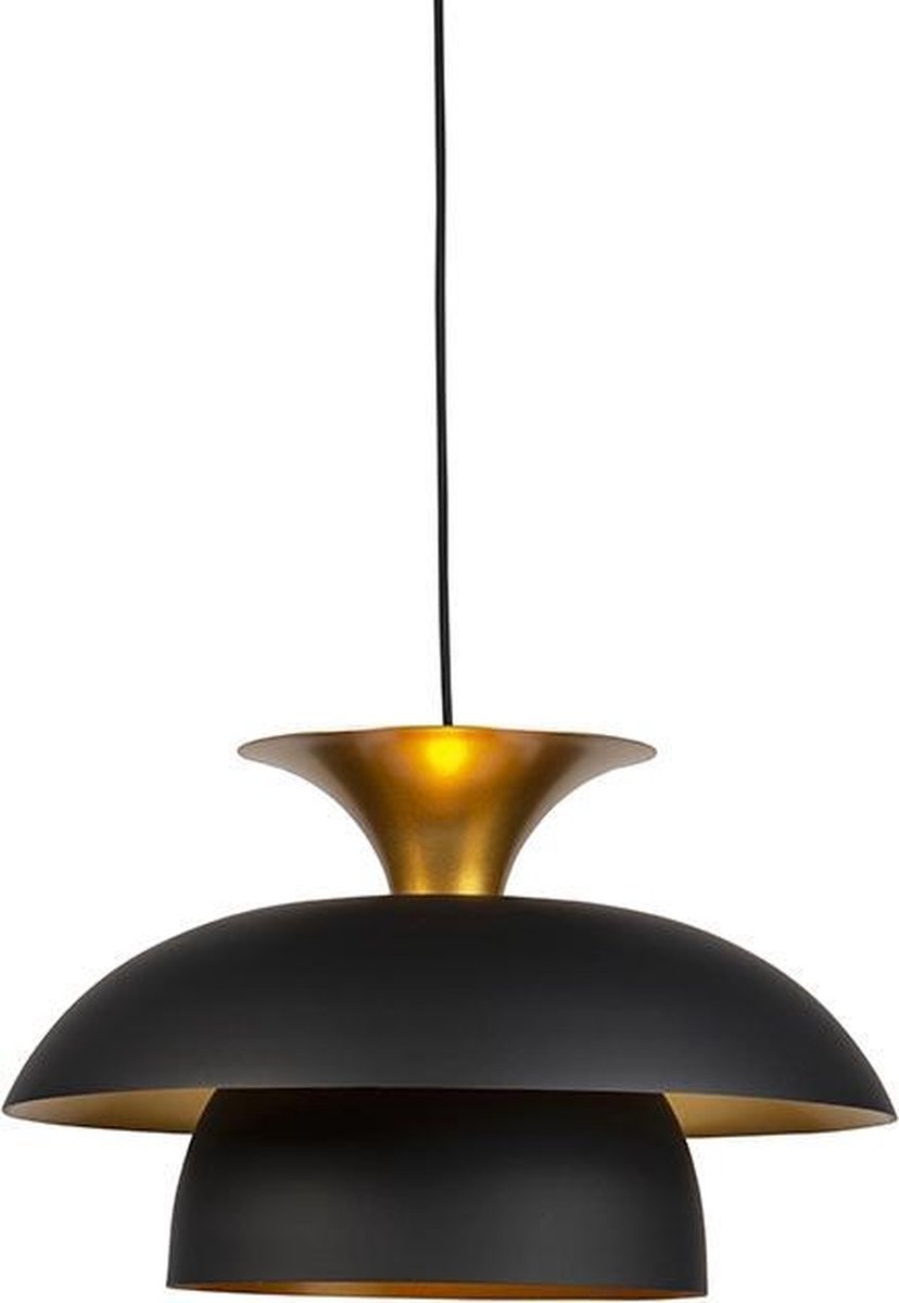 QAZQA Moderne ronde hanglamp zwart met goud 3-laags - Titus
