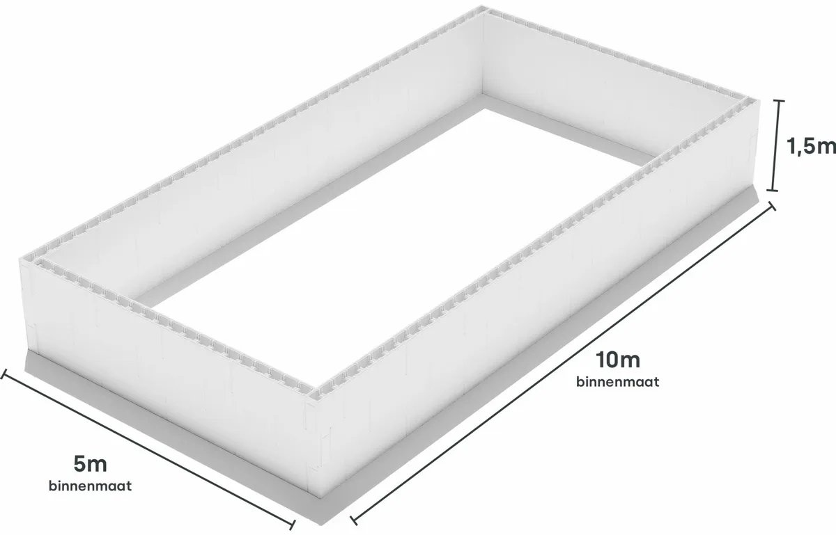 W'eau Zelfbouwpakket zwembad blokken  - 10,00 x 5,00 x 1,50 m