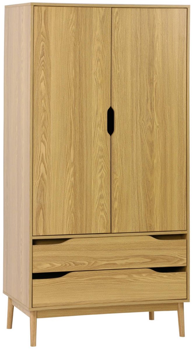 sweeek - Vintage kledingkast, walnootkleurig hout, 2 deuren