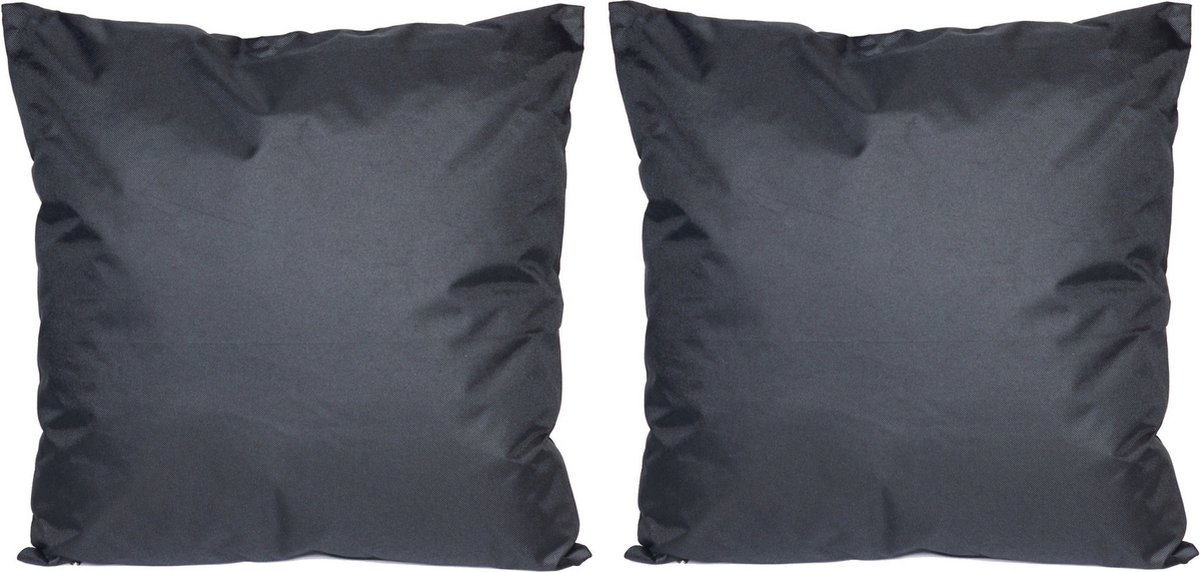 8x Bank/sier kussens voor binnen en buiten in de kleur zwart 45 x 45 cm -