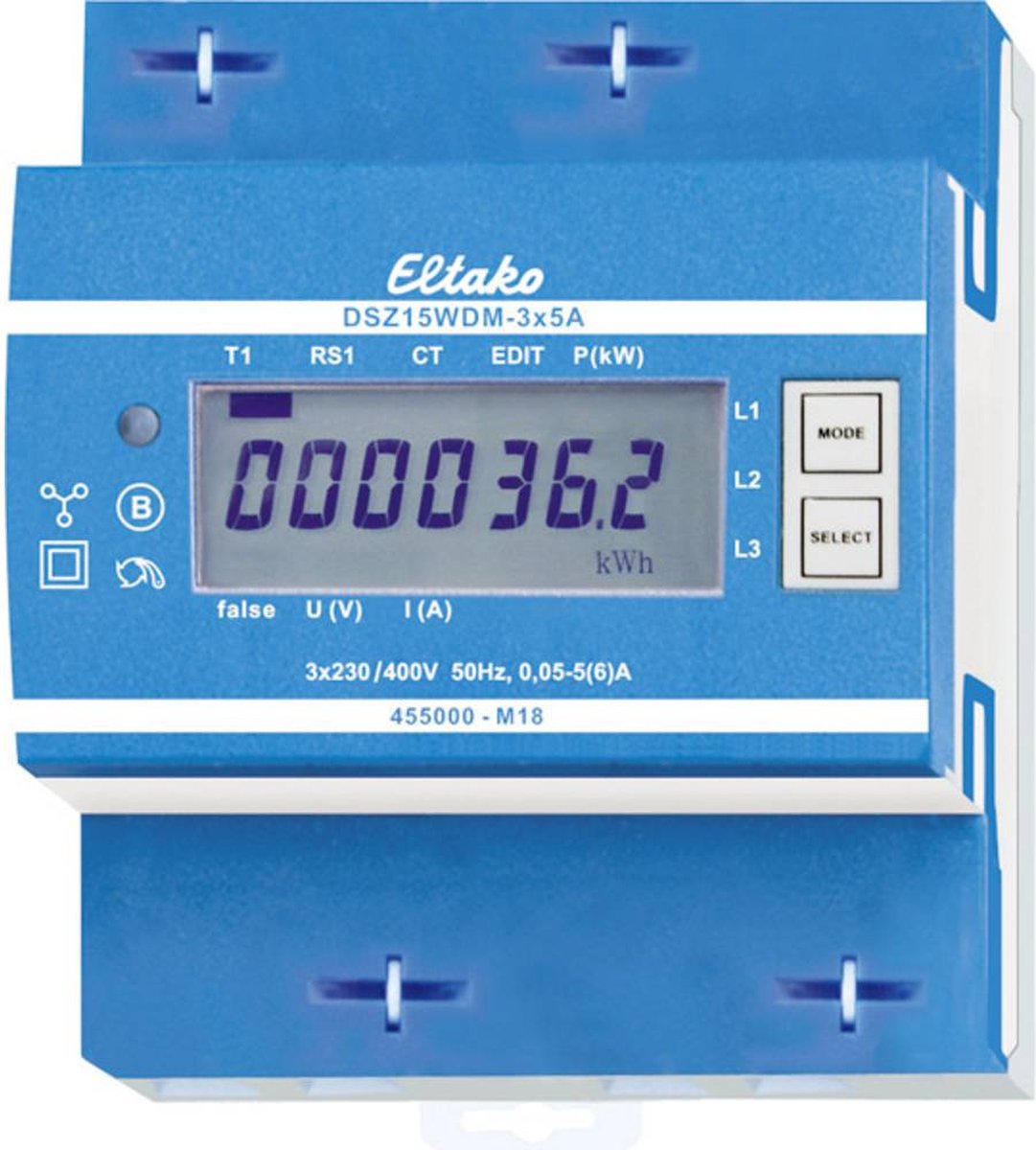 Eltako DSZ15WDM-3x5A MID kWh-meter 3-fasen met S0-interface Digitaal 5 A 1 stuk(s)