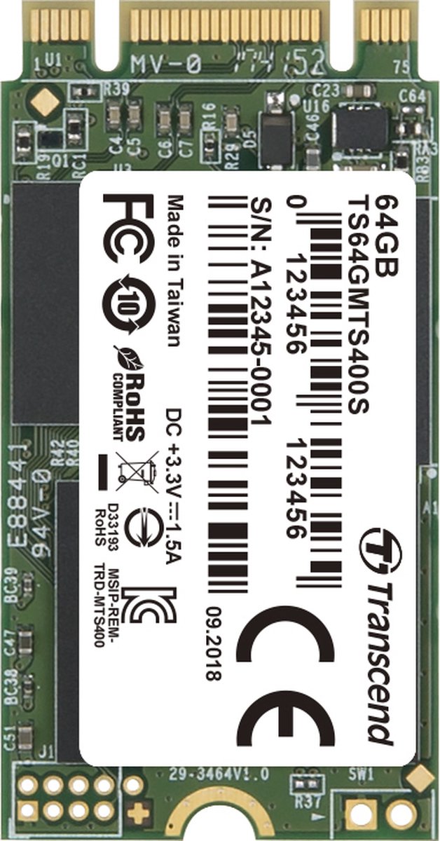 Transcend 400S SATA M.2 SSD 2242 harde schijf 64 GB M.2 SATA 6 Gb/s