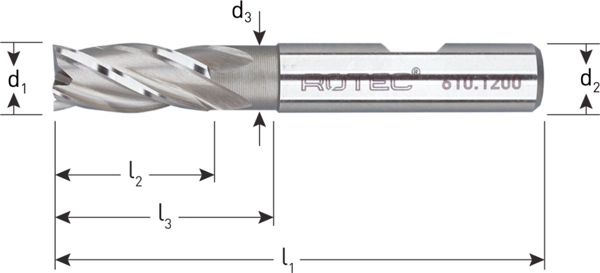Rotec HSS-E Vingerfrees, ongecoat, ø30 - ø30x45x121xø25mm Z=6 / DIN 844-B / kort - 6103000