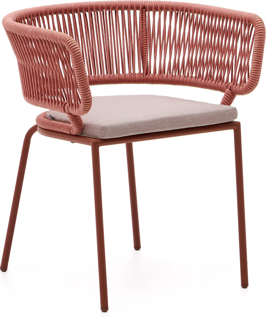 Kave Home - Nadin stoel met terracotta touw en gegalvaniseerd staal