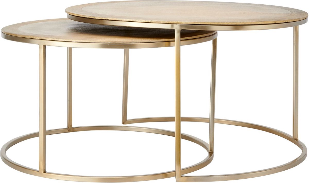 Light&living Salontafel S|2 Ø65x39+Ø75x45 cm TALCA licht goud