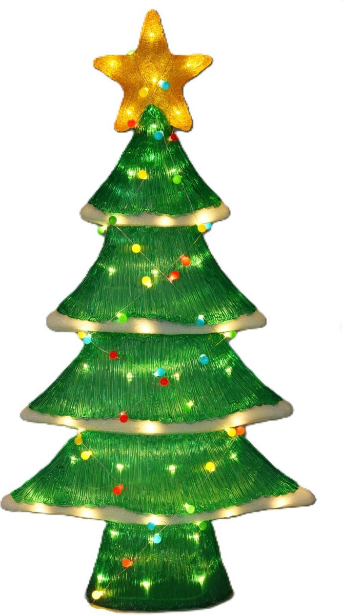 Kerstverlichting figuur - kerstboom - H102 cm - LED verlichting voor in de tuin -
