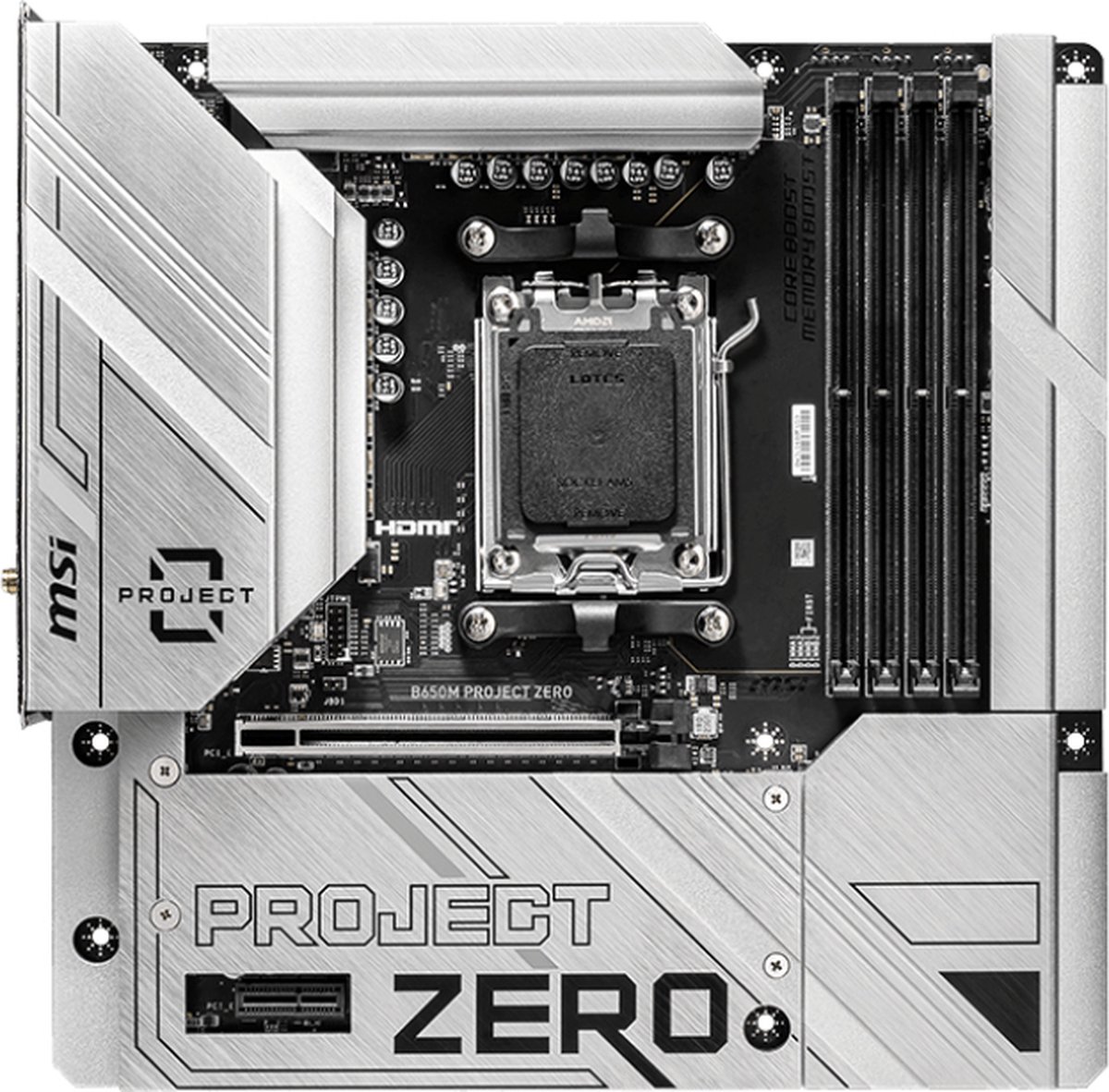 MSI B650M PROJECT ZERO Moederbord Socket AMD AM5 Vormfactor Micro-ATX Moederbord chipset AMD® B650