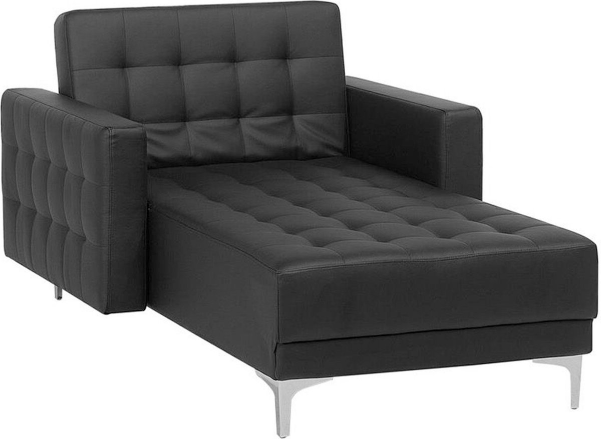 Beliani - ABERDEEN - Chaise longue - Zwart - Symmetrisch - Kunstleer