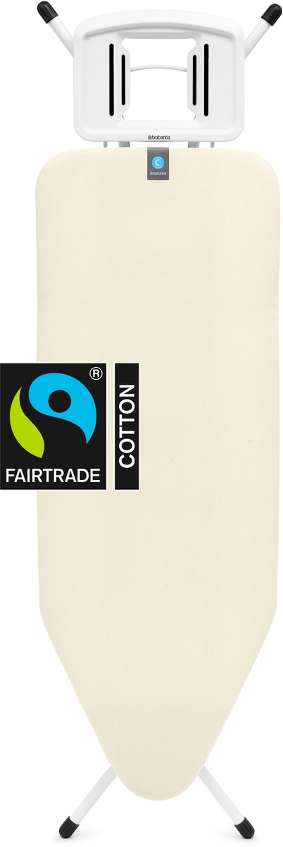 Strijkplank C, 124x45 cm met solide strijkijzerhouder - Ecru