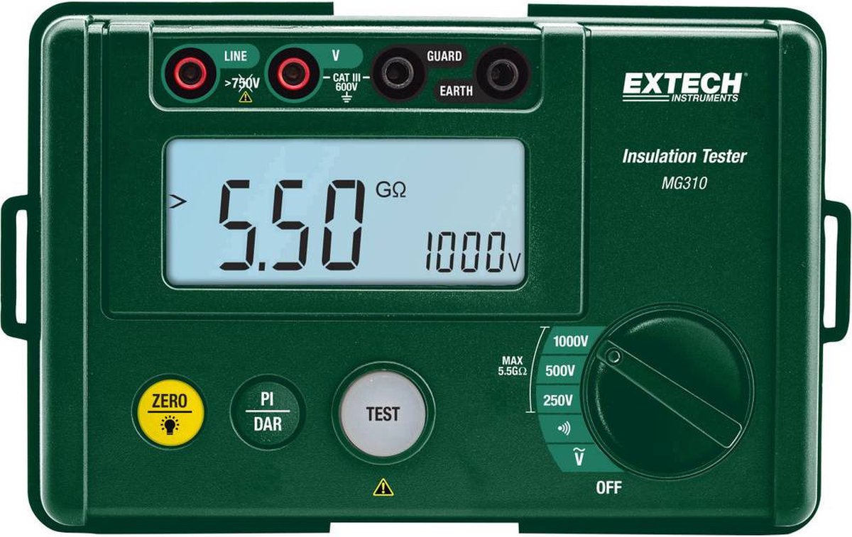 Extech MG310 Isolatiemeter 250 V, 500 V, 1000 V 5.5 GΩ