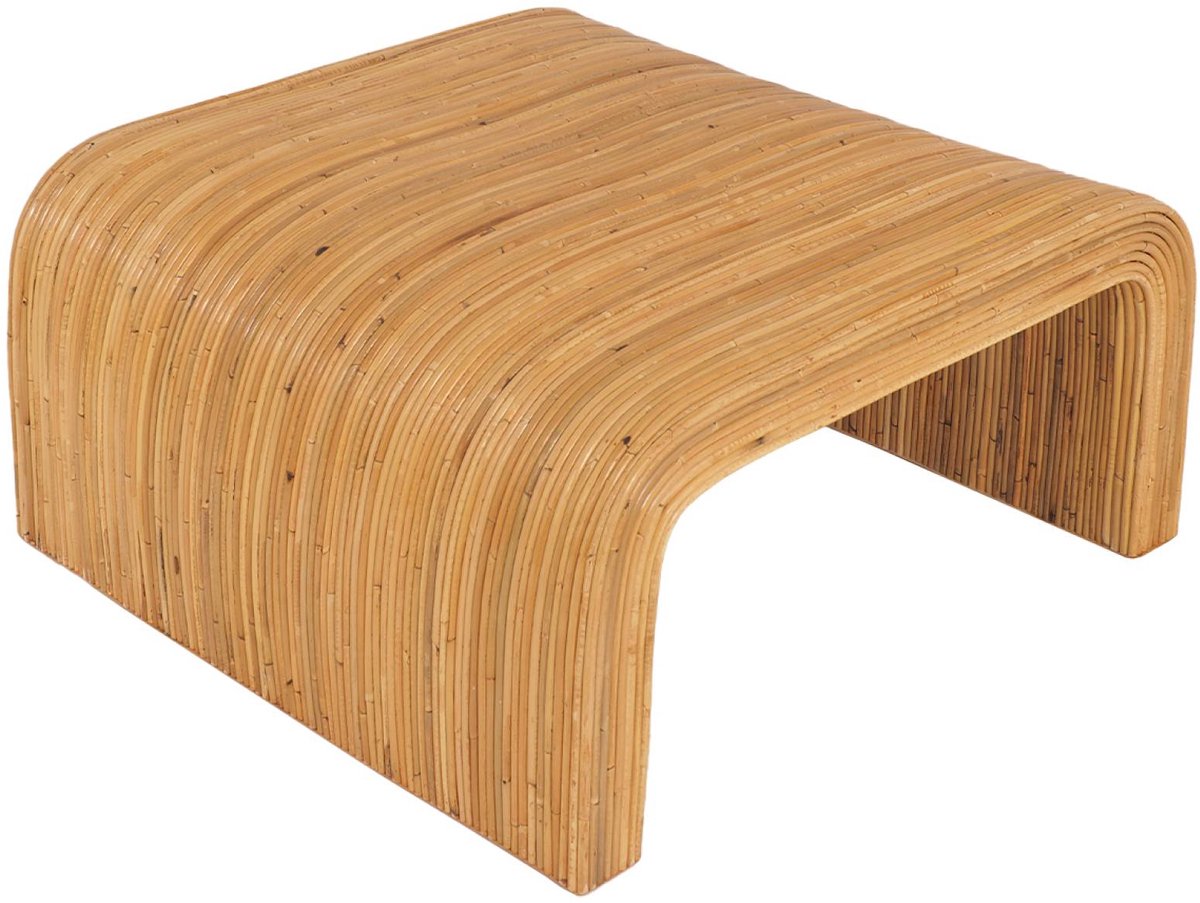 sweeek - Vierkante salontafel in natuurlijk rotan, 80cm