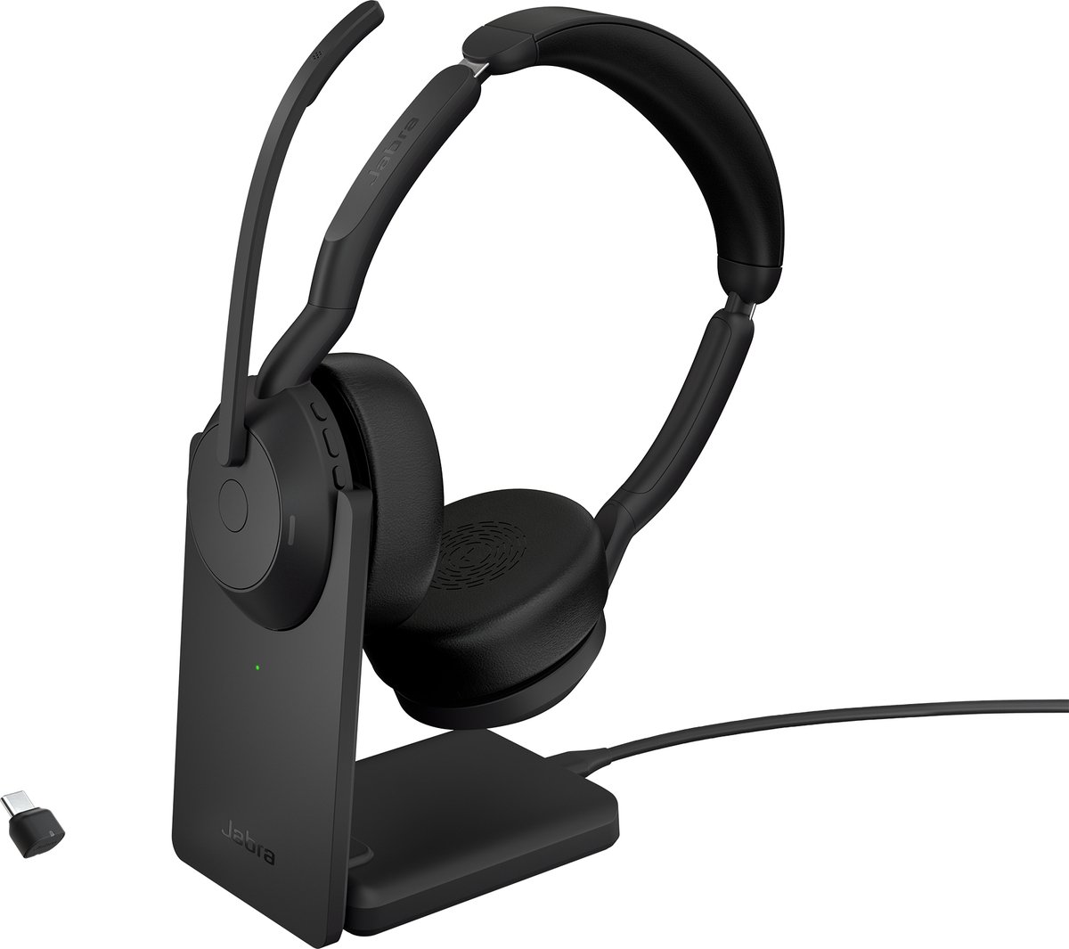 Jabra Evolve2 55 UC Stereo On Ear headset Computer Bluetooth Stereo Zwart Noise Cancelling Microfoon uitschakelbaar (mute), Volumeregeling