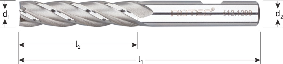 Rotec HSS-E Vingerfrees, ongecoat, ø32 - ø32x106x186xø32mm Z=6 / DIN 844-B / lang - 6123200