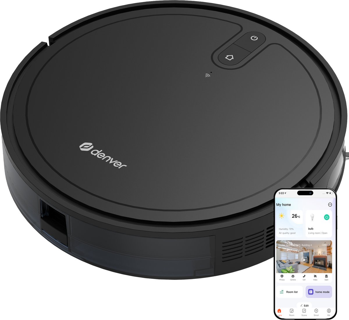 Denver RVC-125 Robotstofzuiger Zwart Besturing via App