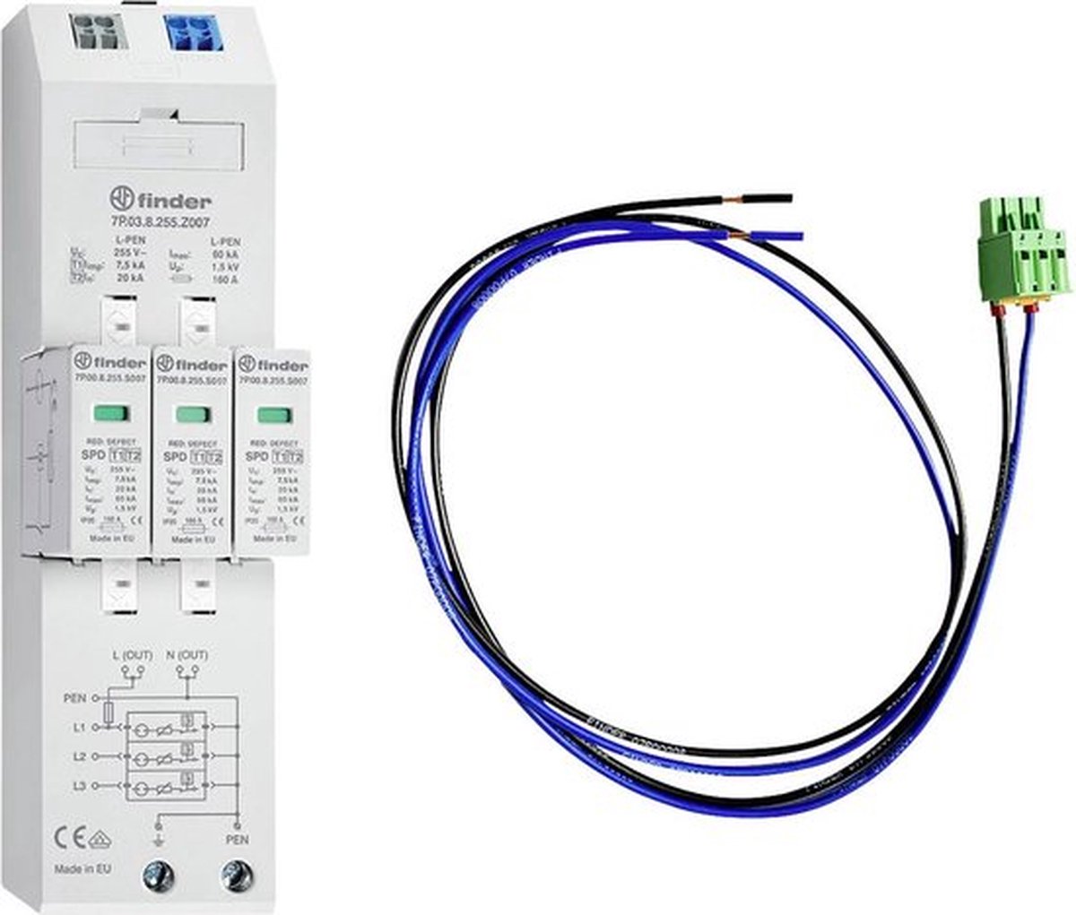 Finder 7P.04.8.255.Z007C08 Sonstige Installationstechnik Overspanningsveilige afleider 7.5 kA 1 stuk(s)