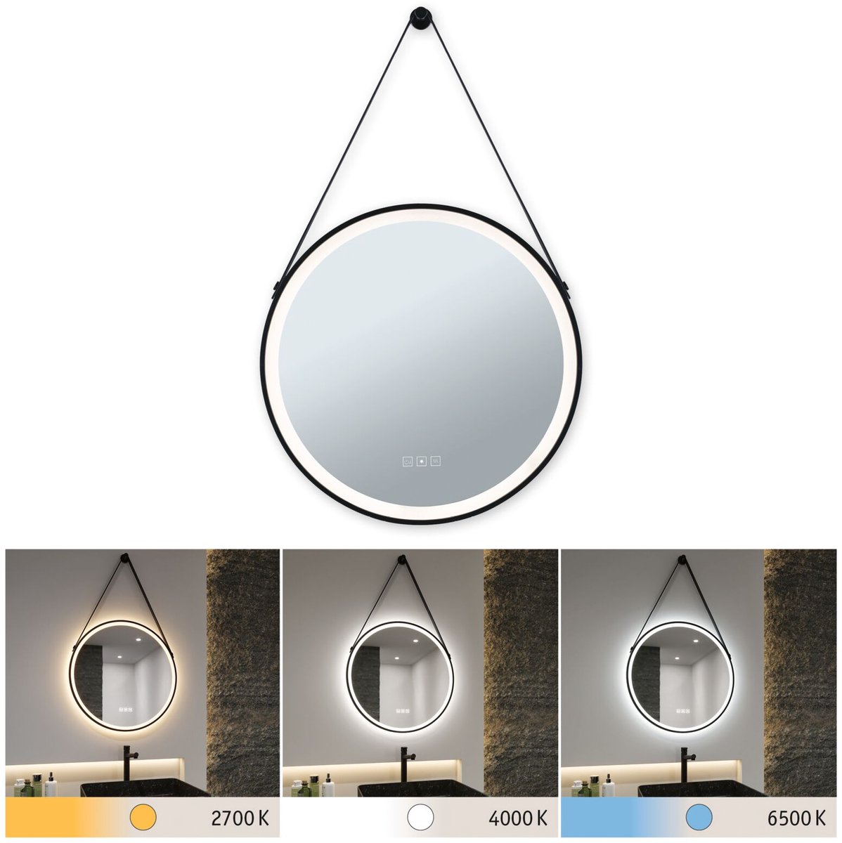 Paulmann Mirra 71089 LED-spiegellamp 11.5 W Warmwit tot koudwit Zwart, Wit