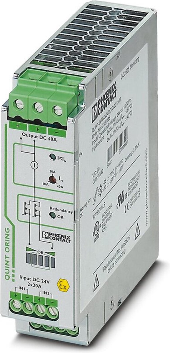 Phoenix Contact 2320186 DIN-rail redundantie module 40 A Aantal uitgangen: 1 x