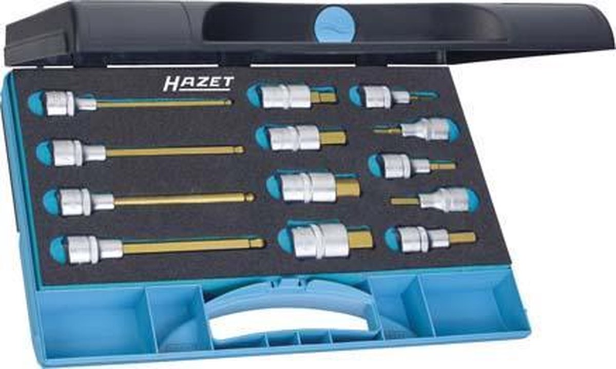 HAZET Dopsleutelbitset 986/13 - 1/2 inch (12,5 mm) vierkant hol - Binnen-zeskant-profiel - 13-delig - 5 - 10