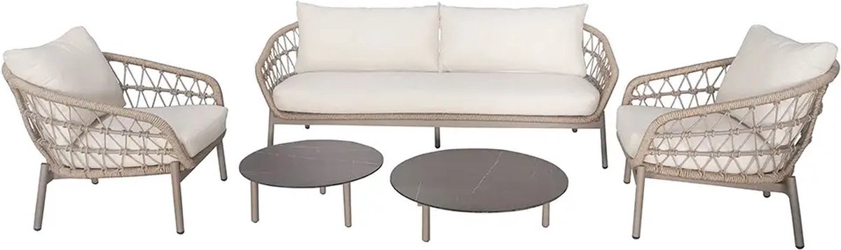 Kaprun Sofa Loungeset - Bruin/Wit Buitengewoon de Boet - Buitengewoon de boet