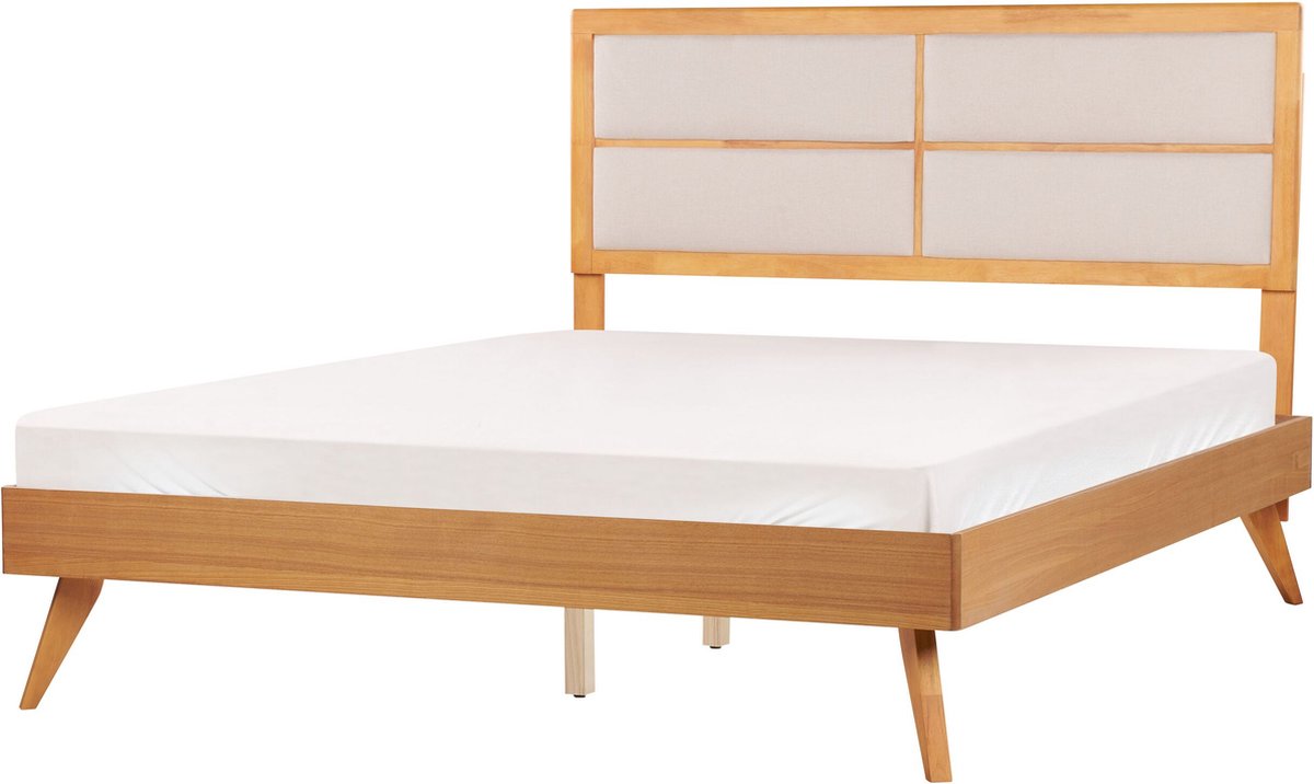 Beliani - POISSY - Tweepersoonsbed - Lichthout - 160 x 200 cm - MDF