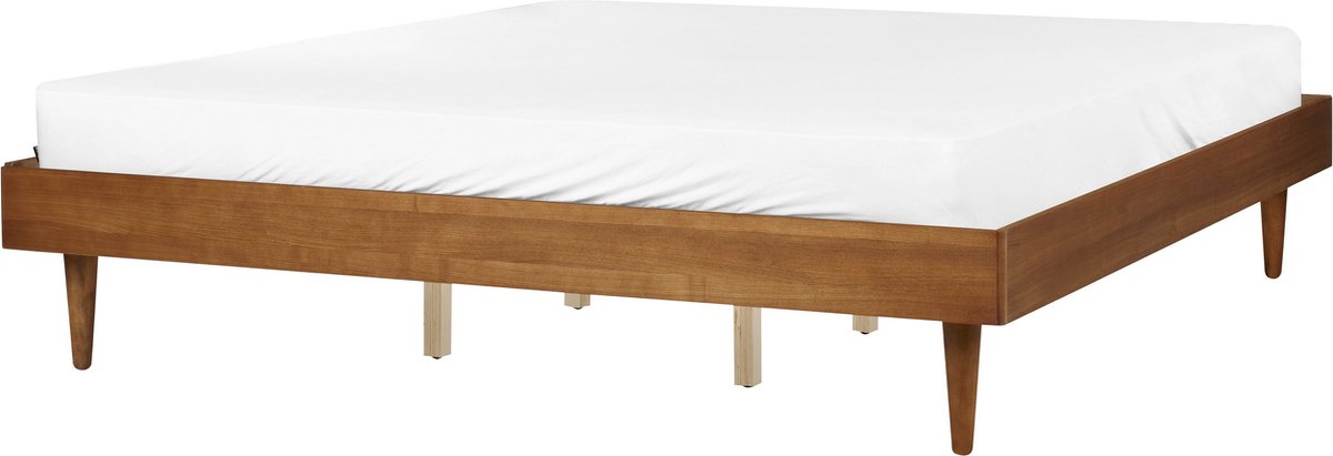 Beliani-TOUCY-Tweepersoonsbed-Lichtbruin-180 x 200 cm-Rubberhout
