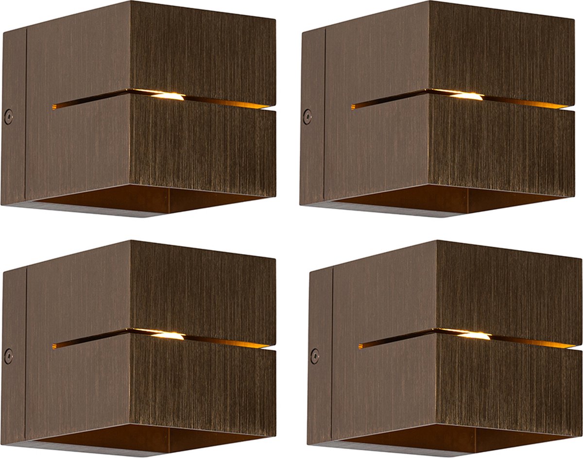 QAZQA Set van 4 smart wandlampen donkerbrons 9,7 cm incl. Wifi G9 -