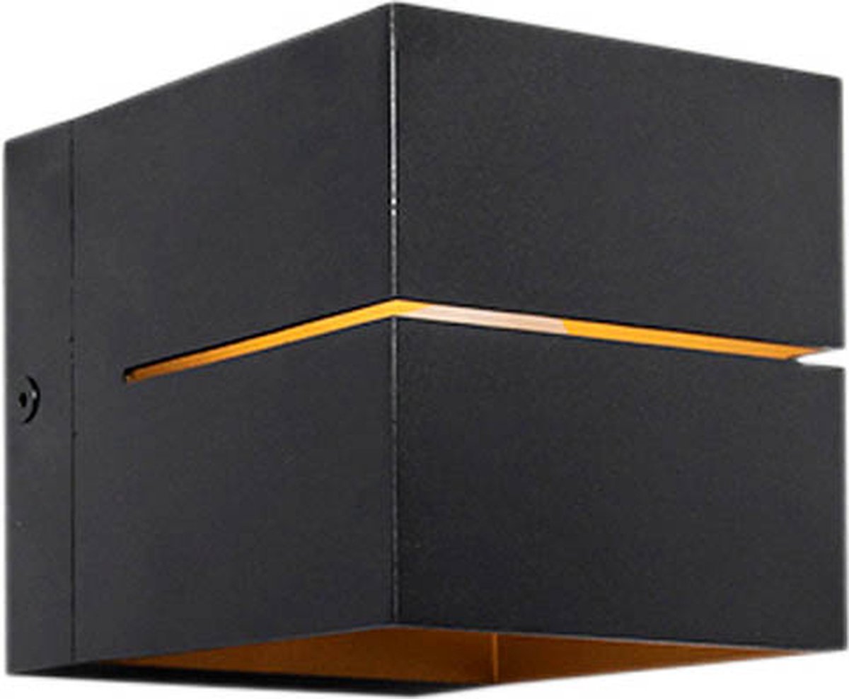 QAZQA Set van 4 smart wandlampen zwart met goud 9,7 cm incl. Wifi G9