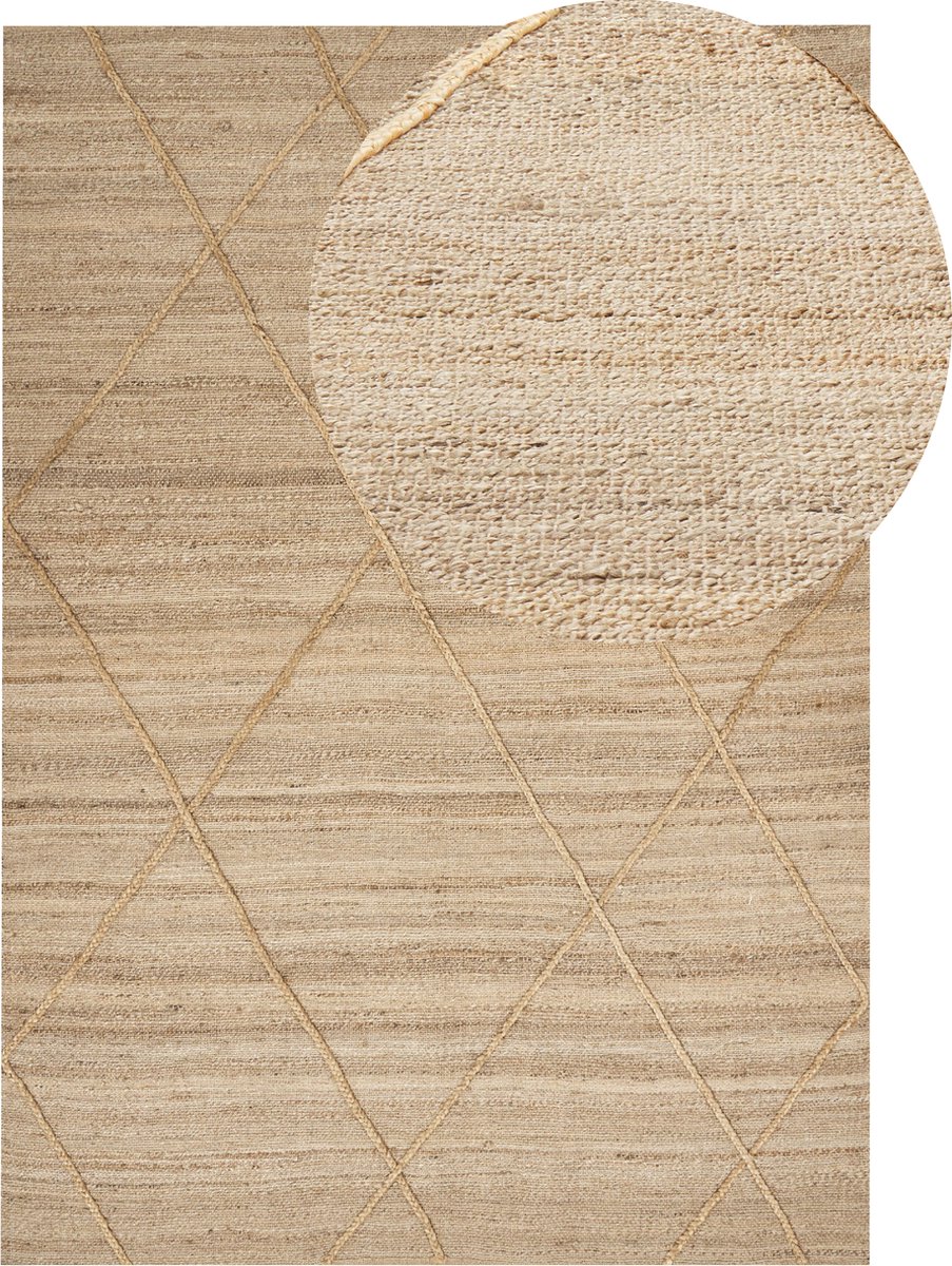 Beliani - YUVACIK - Laagpolig vloerkleed - Beige - 160 x 230 cm - Jute