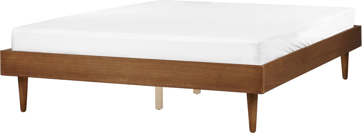 Beliani-TOUCY-Tweepersoonsbed-Lichtbruin-160 x 200 cm-Rubberhout